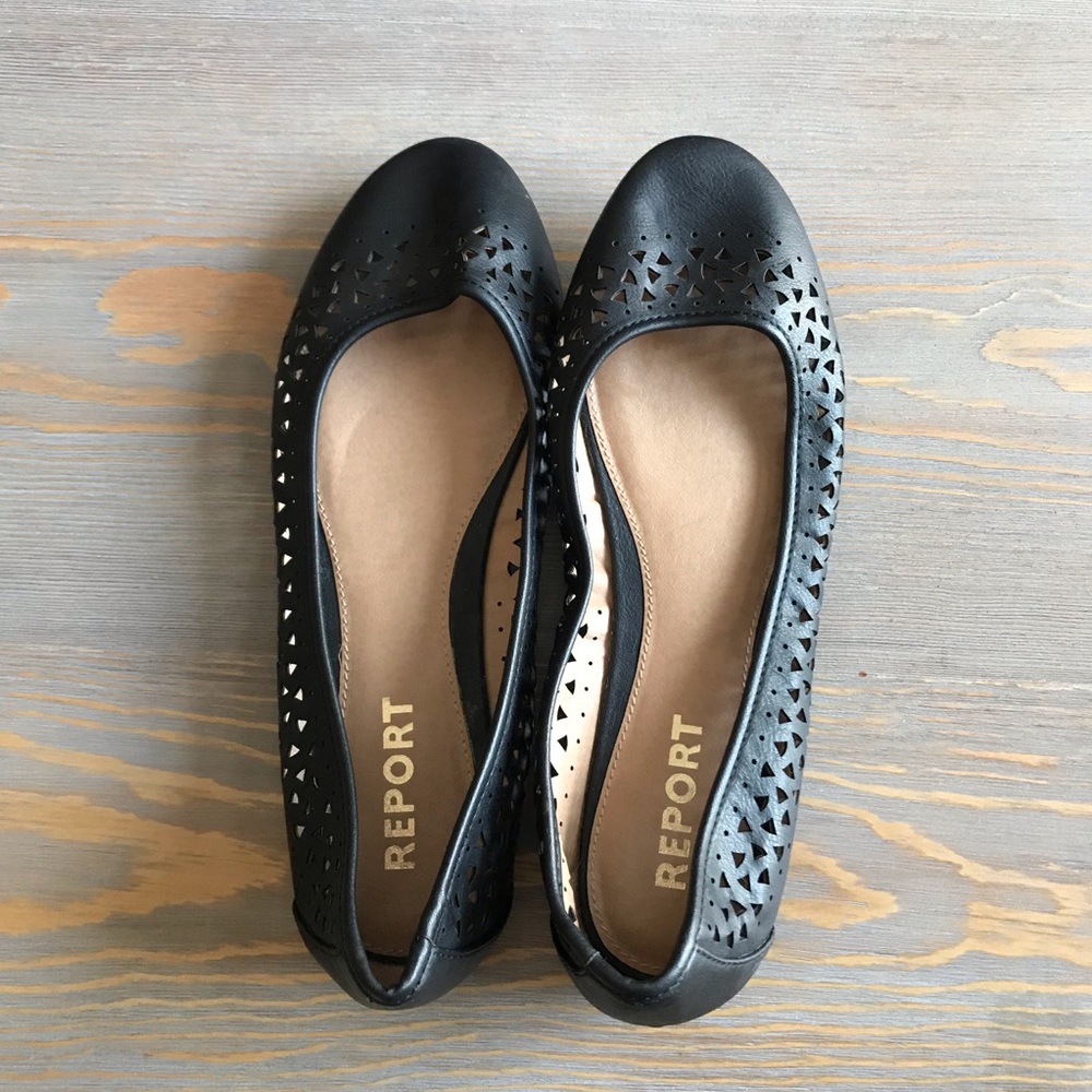Geometric Laser Cut Black Flats - Women’s Size 9.5